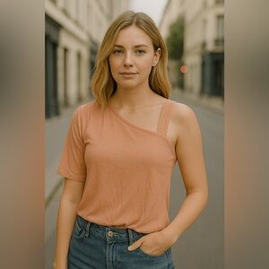 Haute Hippie Nude Tee Asymmetrical Dolman Sleeve Modal Size XS fits up t…​​